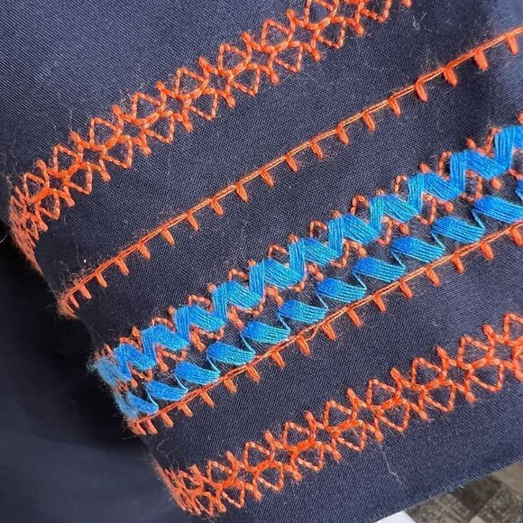 Brooks Brothers NWT navy blue tailored short sleeve top with embroidered sleeves - Picture 10 of 13